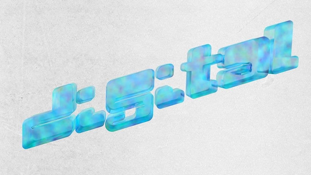 Blue, textured, 3D text on a white background