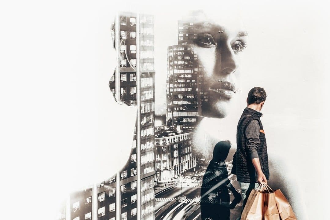 man carrying shopping bag