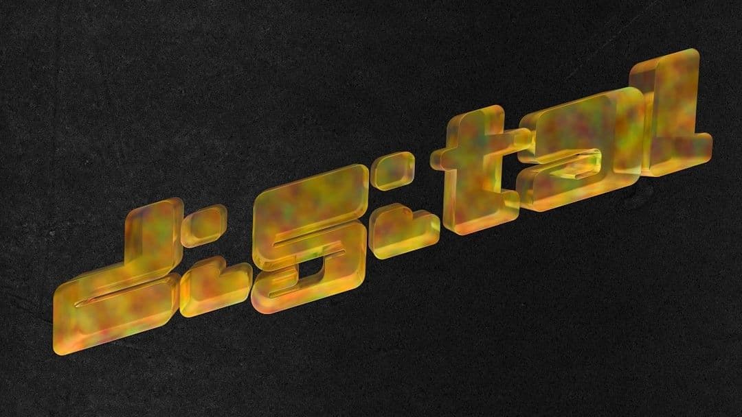 3D text that says "digital" with fiery texture