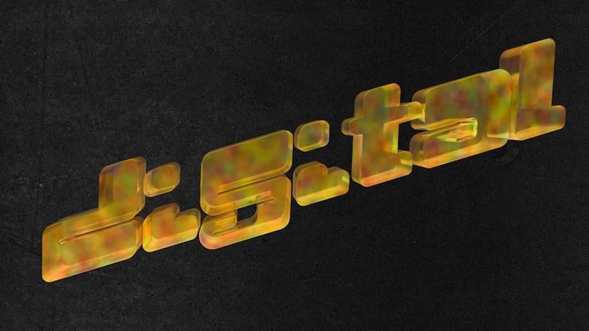 3D text that says "digital" with fiery texture
